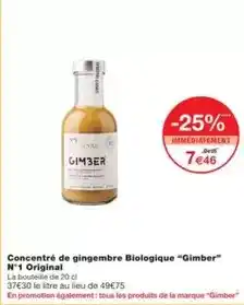 Monoprix Gimber - concentré de gingembre biologique gimber n° 1 original offre