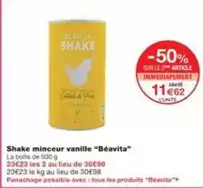 Monoprix Tous - shake minceur vanille béavita offre