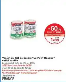 Monoprix Tous - yaourt au lait de brebis le petit basque offre