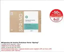 Monoprix Capsules de lessive fraicheur verte spring offre