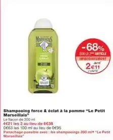 Monoprix Le petit marseillais - shampooing force & éclat à la pomme le petit marseillais offre