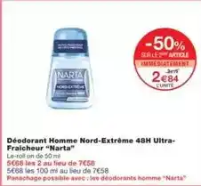 Monoprix Narta - déodorant homme nord-extreme 48h ultra-fraicheur offre