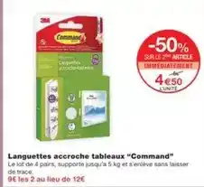 Monoprix 3m - languettes accroche tableaux command offre