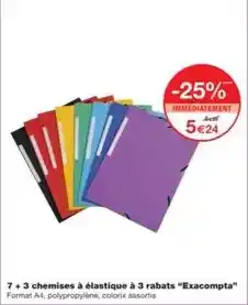 Monoprix Exacompta - 7+3 chemises à élastique à 3 rabats exacompta offre