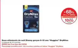 Monoprix Disney - sous-vêtements de nuit garçon 8-15 ans huggies offre