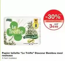 Monoprix Le trèfle - papier toilette le trèfle douceur bambou maxi rouleaux offre
