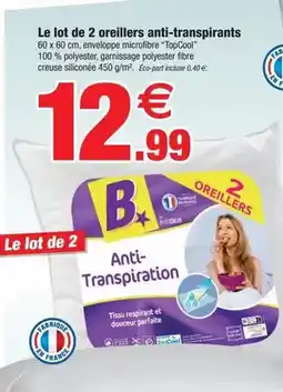 Bazarland Le lot de 2 oreillers anti-transpirants offre