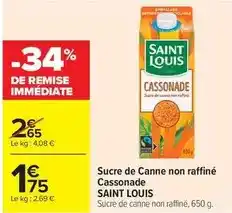 Carrefour Drive Saint louis - sucre de canne non raffiné offre