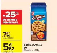 Carrefour Drive Lu - cookies granola offre