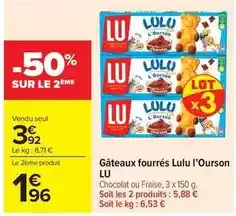 Carrefour Drive Lu - gâteaux fourrés l'ourson offre