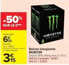Carrefour Drive Monster - boisson énergisante offre