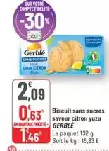 G20 Gerblé - biscuit sans sucres saveur citron yuzu offre