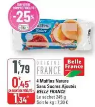 G20 Belle france - 4 muffins nature sans sucres ajoutés offre