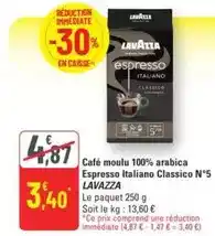 G20 Lavazza - café moulu 100% arabica espresso italiano classico n°5 offre