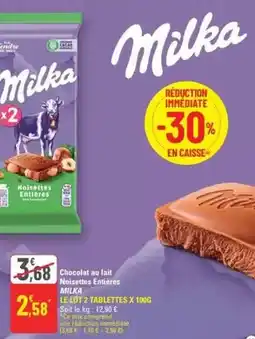 G20 Milka - chocolat au lait noisettes entières offre