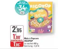 G20 Mais à popcorn offre