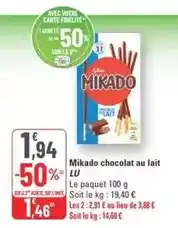 G20 Lu - mikado chocolat au lait offre