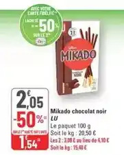 G20 Lu - mikado chocolat noir offre