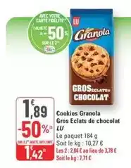 G20 Lu - cookies granola gros eclats de chocolat offre