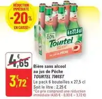 G20 Tourtel twist - bière sans alcool au jus de pêche offre