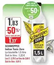 G20 Schweppes - indian tonic zero offre