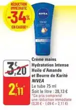 G20 Nivea - crème mains hydratation intense huile d'amande et beurre de karité offre