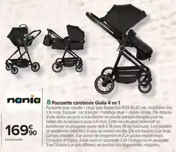 Carrefour Nania - poussette combinée giulia 4 en 1 offre
