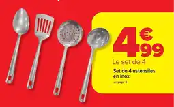 Carrefour Set de 4 ustensiles en 1 inox offre