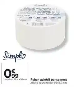 Carrefour Simply - ruban adhésif transparent offre