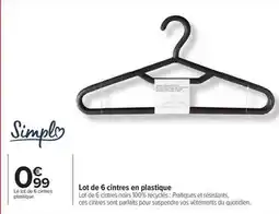 Carrefour Simply - lot de 6 cintres en plastique offre