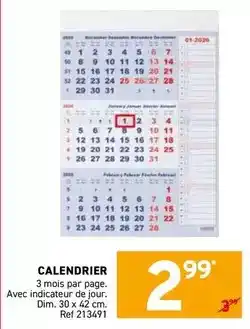 Trafic Dim - calendrier offre