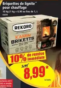 Norma Rekord - briquettes de lignite pour chauffage offre