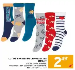 Trafic Lot de 3 paires de chaussettes enfant offre