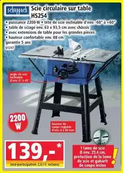 Norma Scheppach - scie circulaire sur table hs254 offre