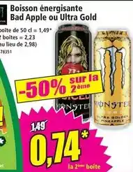 Norma Apple - boisson énergisante bad ou ultra gold offre