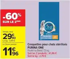 Carrefour Market Purina - croquettes pour chats stérilisés one offre