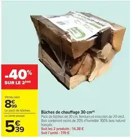 Carrefour Market Buches de chauffage 30 cm offre