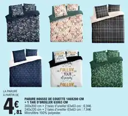 E.Leclerc Parure housse de couette 140x200 cm +1 taie d'oreiller 63x63 cm offre
