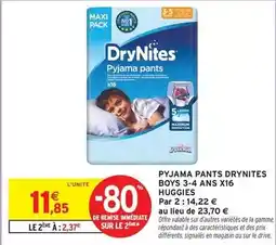 Intermarché Huggies - pyjama pants drynites boys offre
