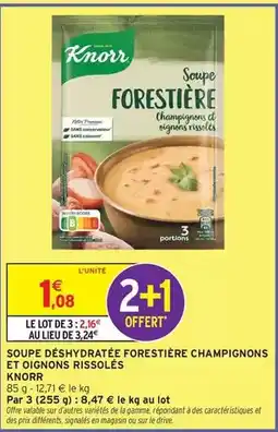 Intermarché Knorr - soupe déshydratée forestière champignons et oignons rissoles offre