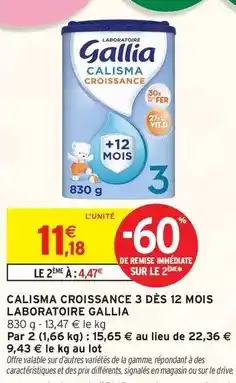 Intermarché Express Gallia - calisma croissance 3 dès 12 mois laboratoire offre