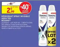 Intermarché Express Rexona - déodorant spray invisible aqua zzh offre