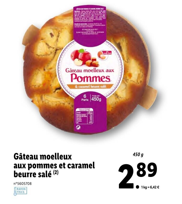 Promo Gateau Moelleux Aux Pommes Et Caramel Chez Lidl