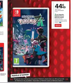 Carrefour NINTENDO Jeu Légendes Pokemon Z-A sur Nintendo Switch offre