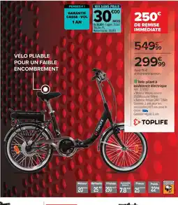 Carrefour TOPLIFE Vélo pliant à assistance électrique offre