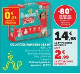 Super U Culottes pampers geant offre
