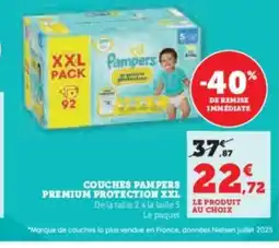 Super U Couches pampers premium protection xxl offre