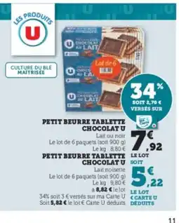 Super U Petit beurre tablette chocolat u offre