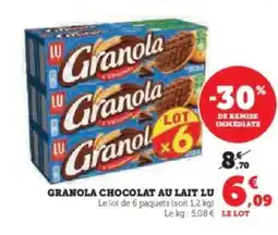 Super U LU Granola chocolat au lait offre