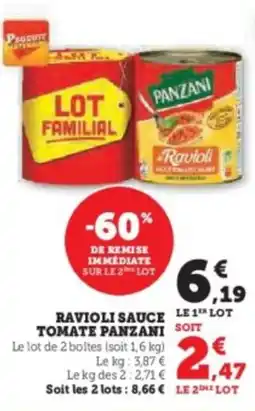 Super U PANZANI Ravioli sauce tomate offre